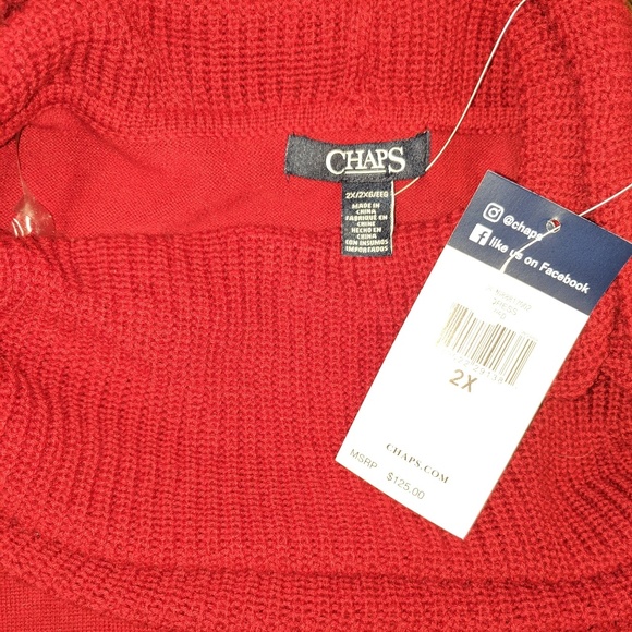 🆕🏷️ CHAPS  Sweater Dress Red Cowl Neck  2X/3X - Picture 2 of 8